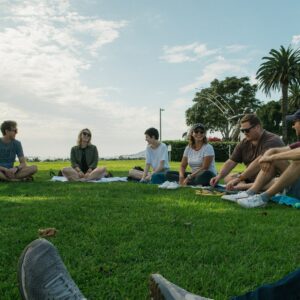 People sitting on the grass